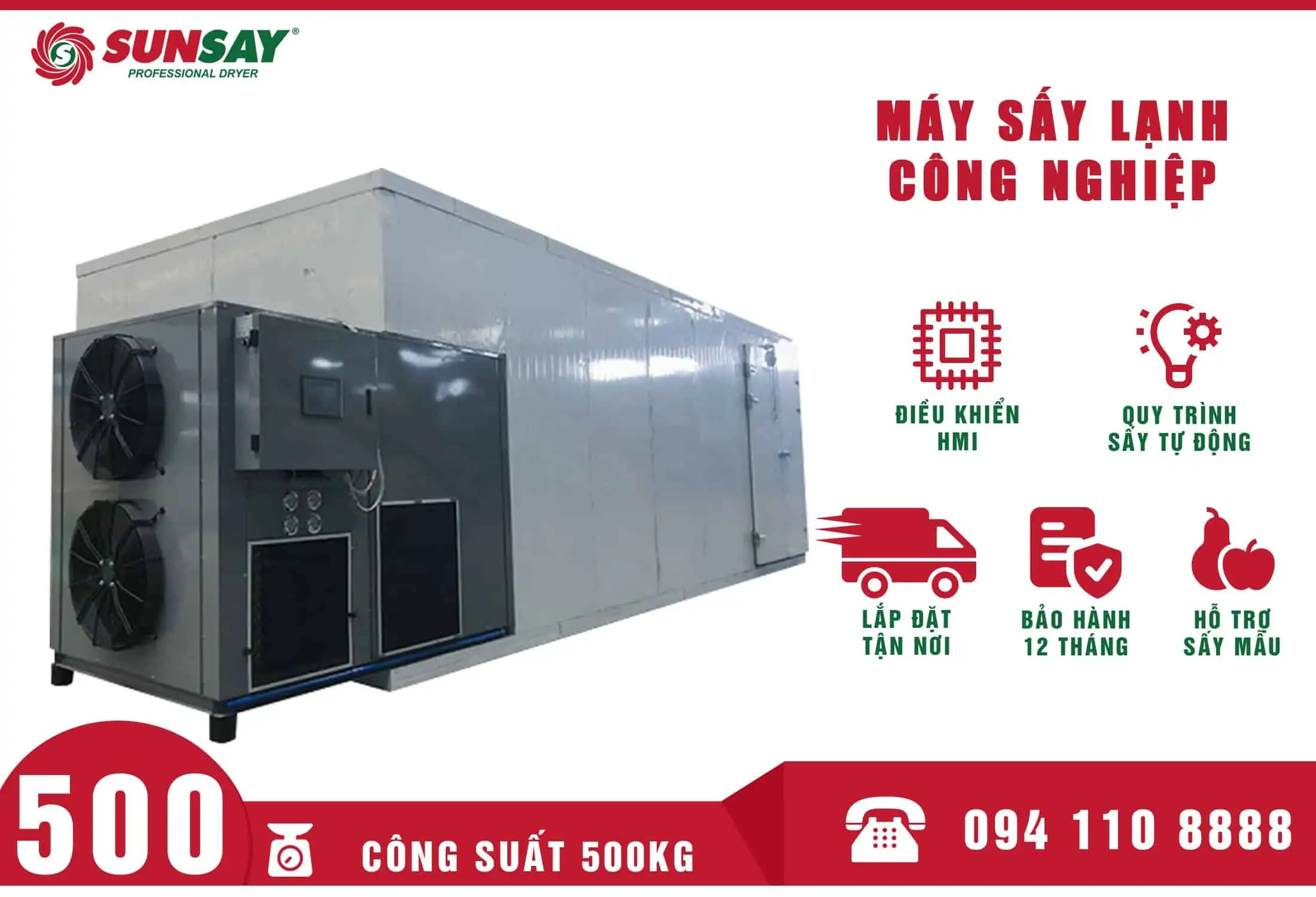 Máy sấy lạnh công nghiệp 500 Kg SUNSAY