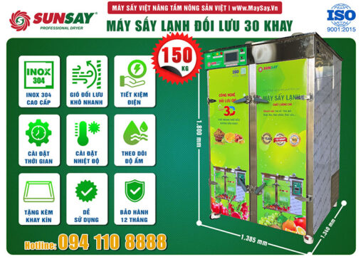 Các tính năng của máy sấy lạnh đối lưu 30 khay